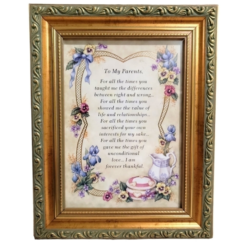 Framed poem Artist Kathy Seek Writer Chelle To my parents
